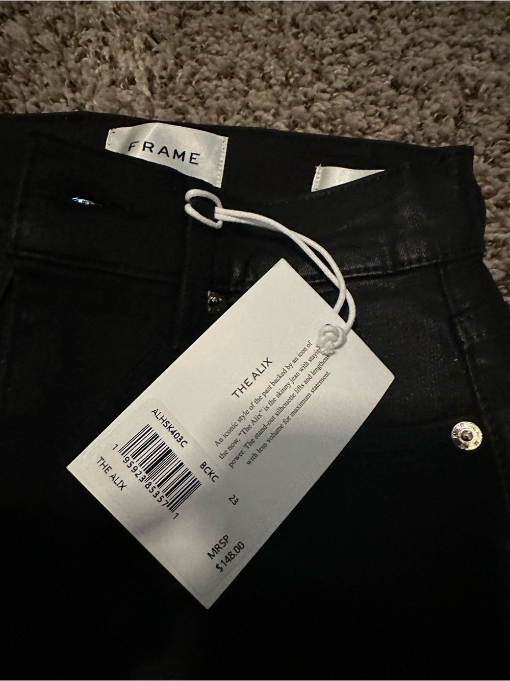 Frame Denim Black Pants with White Tag